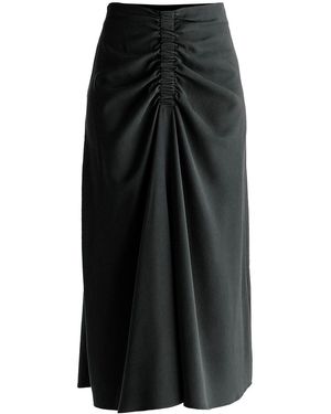 Paisie Ruched Front Midi Skirt - Black