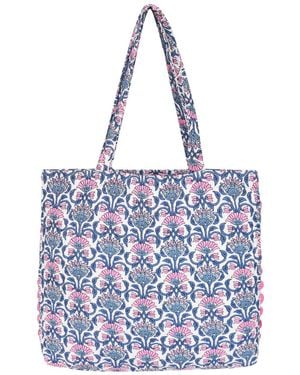 Luella Fashion Tote Bag Printed Pattern With Ric-Rac Trim - Blue