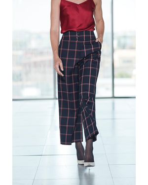 The Extreme Collection High-Waist Pants With Wide Fluid Leg Eleanor - Blue