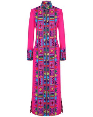 Beatrice von Tresckow Embroidered Silk Nomad Long Coat - Pink