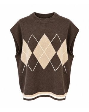 Luella Fashion Torridon Cashmere Blend Tank Top Chocolate & Oat - Grey