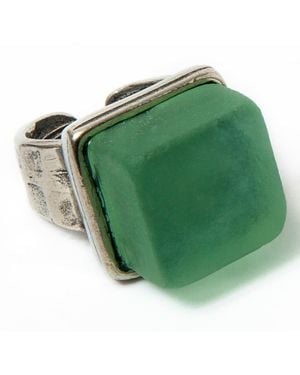 Smart Glass Jewelry Recycled Bottle Glass Cube Ring Antique Clear - Green