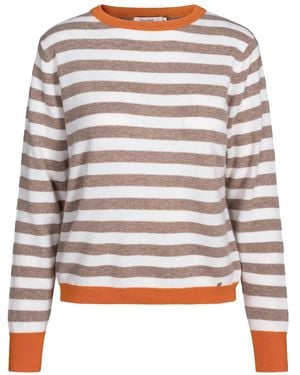 tirillm Sasha Basic Cashmere Pullover With Round Neck, Stripes - Gray