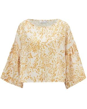 Peraluna Sitara Kimono Sleeve Satin Blouse - Natural