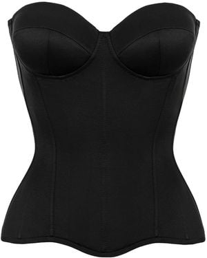 Malo Satin Corset Bustier - Black