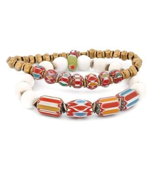Ebru Jewelry Summer Vacation Jade African Bead Bracelet Set - Metallic