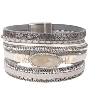 Saachi Reno Leather Bracelet - Metallic