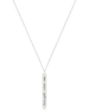 Seven Saints Sanskrit Chant, May All Beings Be Happy And Free, Rhodium Bar Necklace - Metallic