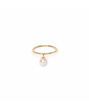 Silver Moon Pearl Light-Plated Sterling Ring - Metallic