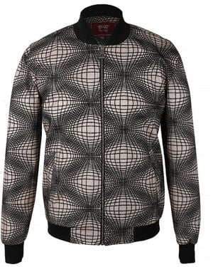 DAVID WEJ Velvet Geometric Glitter Bomber Jacket – - Black