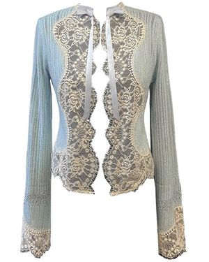 Anna Sui Lingerie Lace Knit Cardigan - Blue