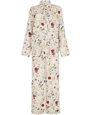 Lily and Lionel Evie Pressed Floral Pyjama Set - White