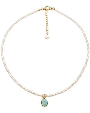Uchi and Soto Shinju Pearl & Larimar Stone Pendant Necklace - Metallic