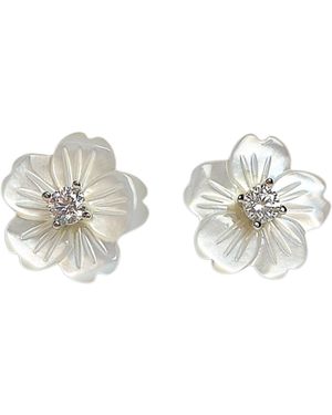 The Link Between Mara Mother Of Pearl Stud Earrings - Metallic