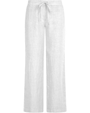 Haris Cotton Solid Wide Leg Linen Pants - White
