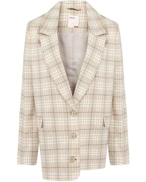 Pcfg Neutrals Free Heaven Checked Blazer - Natural