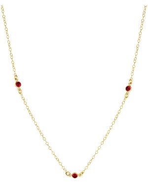 SET & STONES Birthstone Station Necklace- January - Metallic