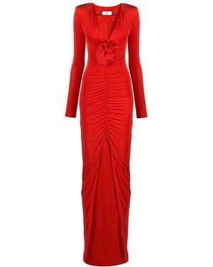 Nissa Floral-Detailing Maxi Dress - Red