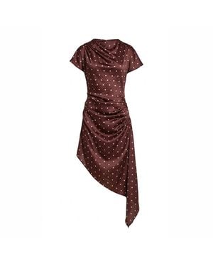 Another Girl Chocolate Polka Dot Asymmetric Midi Dress - Red
