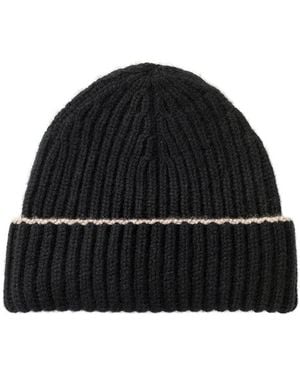 Kinalba Neutrals Gents Chunky Ribbed Cashmere Beanie Hat - Black