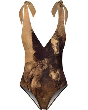 Aloha From Deer Pegasus And Bellerophon One Piece Swimsuit - Brown