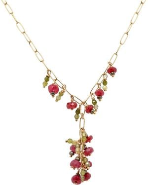 Lori Kaplan Design Holly Branch Ruby Necklace - Metallic