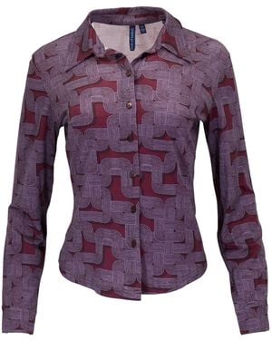 lords of harlech Scarlet Blons Geo Port Merino Jersey Long-Sleeve Shirt - Purple
