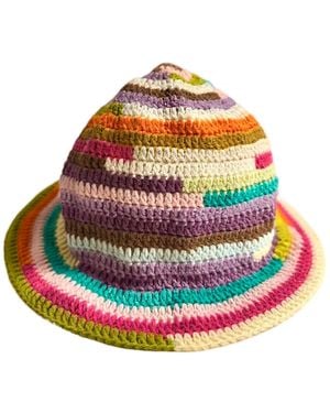 Ana Chic Spiral Stripe Handmade Crochet Bucket Hat - Red