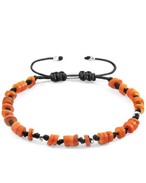 Anchor and Crew Hailey & Freshwater Shell Skinny Macrame Bracelet - Red