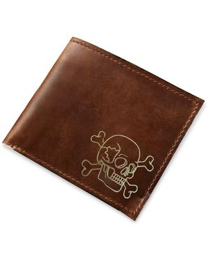 VIDA VIDA Skull Leather Card Wallet - Brown