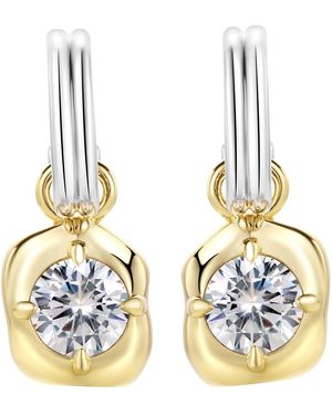 Onewildone Drip Drop Hoop Earrings With Brilliant Cut Stones - Metallic
