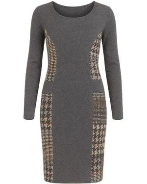Conquista Patterned Straight Jumper Dress - Grey
