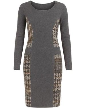 Conquista Patterned Straight Jumper Dress - Grey