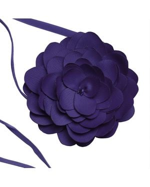 2KStyle Misha Satin Effect Flower Choker And Brooch - Blue