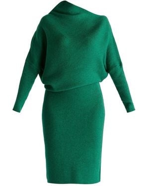 Paisie Draped Knitted Dress - Green