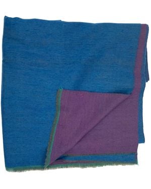 Kaminee Two-Tone Cashmere Shawl - Blue