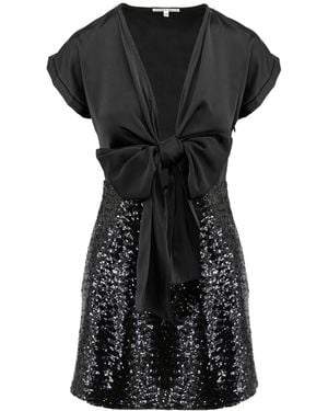 Noria Anis Dazzle Bow-Front Mini Dress - Black