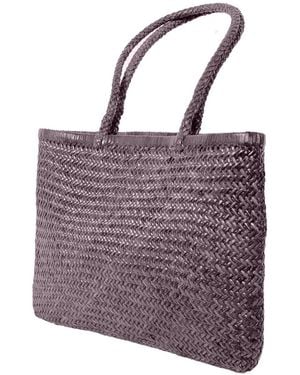 godi. The Buna Handwoven Leather Tote Bag - Purple