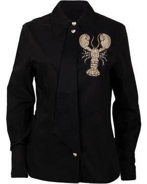 House of Laines London Laines Couture Tie Shirt With Embellished Lobster - Black