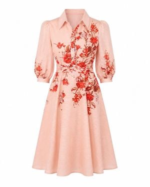 Girl In Mind Renata Floral Boarder Print Print Midi Dress - Pink