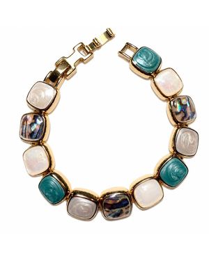 By Ozge Aegean Mosaic Mother Of Pearl & Abalone Plated Bracelet - Green