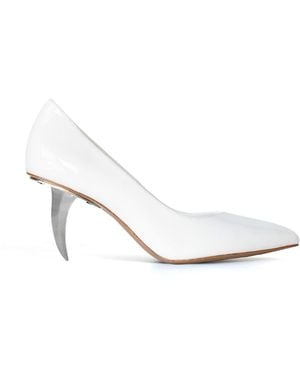 RIVERPEACE.CO Pointed-Toe Patent Blade High Heels - White