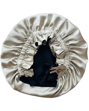 Marche' Du Luxe Pure Mulberry Silk Reversible Double Layered Cap Champagne - Metallic