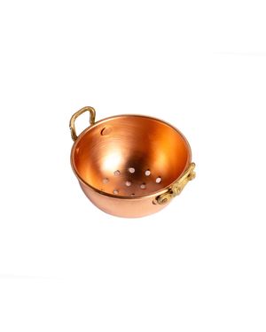Anatoliacraft Handmade Pure Copper Miniature Colander – Dollhouse Cookware & Christmas Tree Decoration, Copper Collectibles Collection - Orange