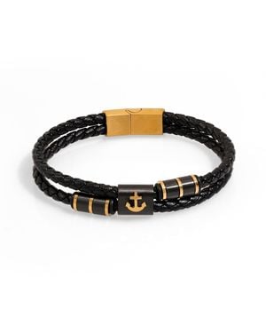 Ebru Jewelry Anchor Design Leather Style Bracelet - Multicolour