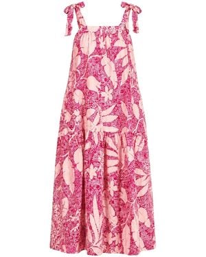 Oh!Zuza Neutrals Echo Viscose Maxi Dress Tie Shoulder & Belt - Pink
