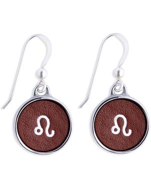 N'damus London Zodiac Leo Leather Earrings - Brown