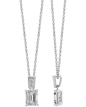 Diamonbliss Embellished With Swarovski Plated Emerald Cut Solitaire Drop Pendant Necklace, One And Half Carats - Metallic