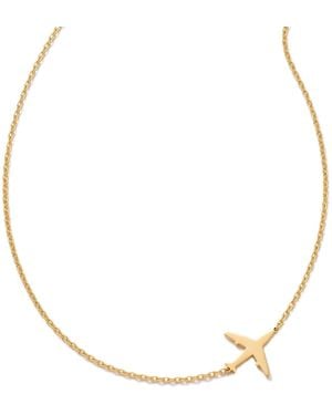 Elk & Bloom 14K Dainty Aeroplane Pendant Necklace - Metallic