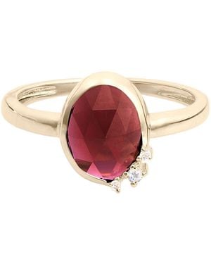 Zohreh Rhodolite Garnet, Moonstone & Sapphire Ring 9K - Multicolour